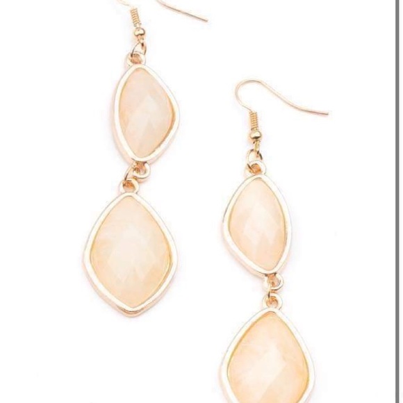 Gold moonstone fishhook earrings